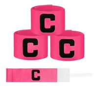 Lot de 3 brassards de capitaine pour enfants - 7 x 33 cm - Brassard de capitaine réglable - Pour football, rugby, hockey - Rose - Pour football, rugby, hockey