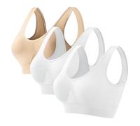 Lot de 3 Brassière Soutiens-Gorge Sport Femme Maintien Fort Lingerie Brassière Rembourré 2025 Soldes Confortable Push Up Soutiens-Gorge Classiques sans Armature sans Couture pour Sport Yoga