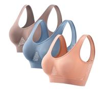 Lot de 3 Brassière Soutiens-Gorge Sport Femme Maintien Fort Lingerie Brassière Rembourré 2025 Soldes Confortable Push Up Soutiens-Gorge Classiques sans Armature sans Couture pour Sport Yoga