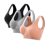 Lot de 3 Brassière Soutiens-Gorge Sport Femme Maintien Fort Lingerie Brassière Rembourré 2025 Soldes Confortable Push Up Soutiens-Gorge Classiques sans Armature sans Couture pour Sport Yoga