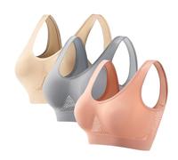 Lot de 3 Brassière Soutiens-Gorge Sport Femme Maintien Fort Lingerie Brassière Rembourré 2025 Soldes Confortable Push Up Soutiens-Gorge Classiques sans Armature sans Couture pour Sport Yoga