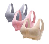 Lot de 3 Brassière Sport Femme sans Armature- Soutien-Gorge Push-Up Sexy-Soutien Gorge Grande Taille Femme sans Couture Mode Classique Loisirs Bra Chic Yoga Fitness Lingerie Été Confortable