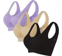 Lot de 3 Brassiere Sport Femme Soutiens-Gorge de sans Couture Sport Yoga Brassiere Soutien Gorge Sexy sous Vetements Feminins Soutien Gorge Vente Flash du Jour Et Soldes Multicolore XXL 2025