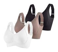 Lot De 3 Brassières sans Armatures Maintien Renforcé Femme Sexy Et Confortable Push-Up Bretelles Réglables Grande Poitrine Ensemble Lingerie pour Tous Les Jours Et Loisirs