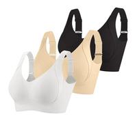 Lot De 3 Brassières sans Armatures Maintien Renforcé Femme Sexy Et Confortable Push-Up Bretelles Réglables Grande Poitrine Ensemble Lingerie pour Tous Les Jours Et Loisirs