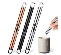 Lot De 3 Briquet Électrique, Allume Bougie Electrique, Arc Briquet À Arc Électrique Rechargeable Électrique Coupe-Vent sans Flamme pour Cuisine, Bougie, Barbecue, Cheminée, Gazinière