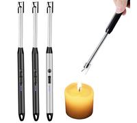 Lot de 3 briquets à arc électrique long - Électronique - Jet flamme - Rechargeable par USB - Pour bougies - Pour allumer des bougies, cuisine, barbecue