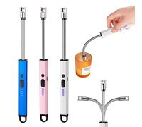 Lot de 3 briquets à arc électrique rechargeables par USB - Longue serrure de sécurité - Portable - Coupe-vent - Sans flamme - Pour bougies Yankee Candle, barbecue, cuisinière, camping, cheminée