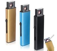 Lot de 3 briquets tempête électroniques USB à arc électrique double face - Allumage USB - Rechargeable - Pour cuisine, barbecue, camping