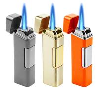 Lot de 3 briquets tempêtes, cigares avec jet flamme, briquet à gaz électronique, rechargeables, remplis de gaz, jet flamme Premium Lighter (sans gaz)