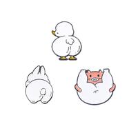 Lot de 3 broches amusantes en émail pour enfants, motif lapin, canard, cochon