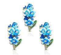 Lot de 3 broches avec inscription « Forget Me Not » en forme de fleur - Souvenirs décoratifs - Broches cadeaux