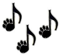 Lot de 3 broches en forme de e sol - Motif patte de chien - Musique, Acier allié
