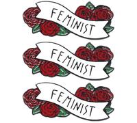 Lot de 3 broches en forme de rose avec lettres de rose - Épinglette haut de gamme - Épingle en émail féministe - Épingle de col différente - Broches pour vêtements - Unisexe - Mode, 3.7x1.5cmx3pcs