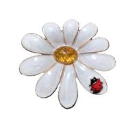 Lot de 3 broches marguerite, grandes et magnifiques, unisexe, avec coccinelle fleurs blanches, for le bureau ou les fêtes(Color 1)