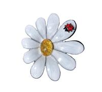 Lot de 3 broches marguerite, grandes et magnifiques, unisexe, avec coccinelle fleurs blanches, for le bureau ou les fêtes(Color 3)