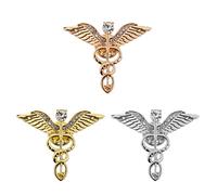 Lot de 3 broches pour stéthoscope médical en forme de caducée pour infirmière, médecin, tige d'Asclépius, broche d'urgence, bijoux cadeau d'infirmière