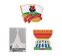 Lot de 3 broches russes Kazan en alliage de métal pour bâtiment de ville en forme de goutte d'huile, souvenirs touristiques de Kazan