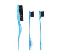 Lot de 3 brosses à cheveux à deux têtes pour cires, maquillage et coloration, poils en nylon doux, multifonction, essentiels de beauté à double extrémité