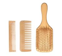 Lot de 3 brosses à cheveux en bambou et peigne pour une expérience de coiffure naturelle. Brosse de massage pour cuir chevelu Brosse démêlante