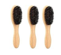 Lot de 3 brosses à cheveux en poils de sanglier pour homme - Brosse à dos lisse avec poignée en bois - Brosses à poils durs pour cheveux, barbe, estompage, polissage, outils de coiffure