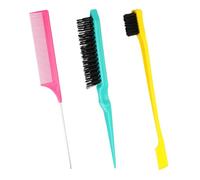 Lot de 3 brosses à cheveux lisses pour queue de rat, brosse à cheveux double face pour femme, salon de coiffure, coupe de cheveux