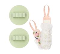 Lot de 3 brosses à récurer pour le bain : 2 tampons exfoliants en silicone et double face à long manche pour un nettoyage en profondeur (2 verts et roses)