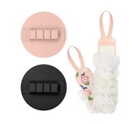 Lot de 3 brosses de bain : 2 tampons exfoliants en silicone et une éponge double face à long manche pour un nettoyage en profondeur (rose, noir et rose)