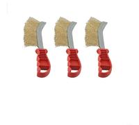 Lot de 3 brosses de barbecue en laiton et acier inoxydable pour nettoyer les soudures et les grilles de barbecue - Poignée en plastique - Brosse métallique antirouille 26 x 8 x 3,5 cm