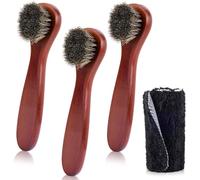 Lot de 3 brosses de cirage en crin de cheval avec chiffon de polissage pour bottes en cuir, sièges de voiture, canapés, sacs