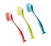Lot de 3 brosses de cuisine lumineuses avec ventouses adhésives, poignée allongée pour atteindre la zone dure, brosse de nettoyage avec long