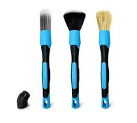 Lot de 3 brosses de nettoyage de voiture à usage multiple comprenant une sortie d'air de roue et un suceur plat avec prise en main confortable et petite roue pour dépoussiérer, accessoires de détail