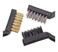 Lot de 3 brosses de nettoyage - laiton, acier et nylon - Mini brosses avec poignée ergonomique - Idéal pour les joints de carrelage, les pièces mécaniques, la rouille, le soudage et la saleté obstiné
