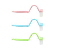 Lot de 3 brosses de nettoyage pour siège de toilette, avec nettoyage des bords, portable, incurvées, bleues, vertes et roses
