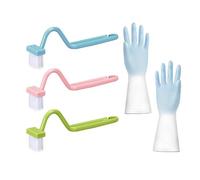 Lot de 3 Brosses de Nettoyage pour Toilettes avec Long Manche, 1 Paire de Gants, Nettoyeur de Bord et Brosse pour Urinoir