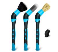 Lot de 3 brosses de nettoyage pour voiture à usage multiple avec sortie d'air de roue et suceur plat avec prise en main confortable et petit ensemble de détails de voiture