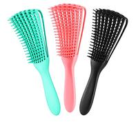 Lot de 3 brosses démêlantes pour cheveux afro américains/africains texturés 3a à 4c crépus ondulés/bouclés, enroulés, humides, secs, huileux, épais, longs, brosse démêlante pour une exfoliation