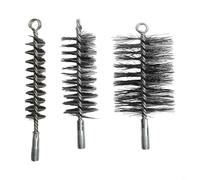 Lot de 3 brosses métalliques en fil d'acier résistant aux hautes températures pour chaudière, nettoyage de cheminée, 30/50/80 mm
