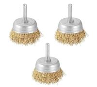 Lot de 3 brosses métalliques rotatives Senrise - 75 mm - Tige ronde de 6 mm - Pour le métal, l'élimination de la rouille et de la corrosion de la peinture