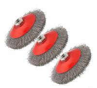 Lot de 3 brosses rondes 115 mm - Brosse métallique ondulée - Meuleuse d'angle Flex - Type de disque en acier au carbone