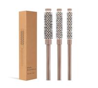 Lot de 3 brosses rondes | 3/7 1/2 5/8 pouces avec poils naturels doux | Peigne professionnel pour sèche-cheveux et boucles pour homme et femme | Cheveux courts, franges, racines et effet lissant