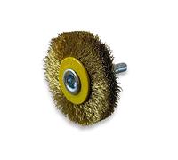 Lot de 3 brosses rotatives circulaires métalliques sur tige Ø 50 mm | Fil laiton dur Ø 0,30 mm | Epaisseur 12 mm | 2 rangs | Pour perceuse ou visseuse à mandrin | Kibros 2650LT12x3