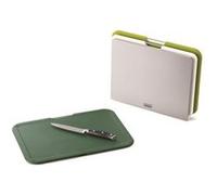 Joseph Joseph - Nest Boards - Ensemble de 3 Planches à Découper Design en Plastique avec Support de Rangement, Grand, Vert/Gris