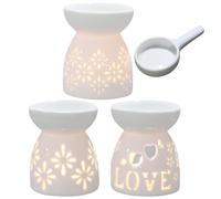 Lot de 3 brûleurs à huile de 50 ml pour cire fondue - Brûleurs à huile pour huiles essentielles - En céramique - Brûleur à huile en céramique - Brûleur à huile creuse pour huile parfumée