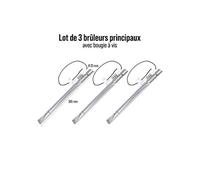 Lot de 3 brûleurs compatible appareils gaz en inox avec bougie à vis