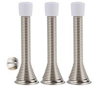 Lot de 3 butées de porte murales chromées à ressort en métal pour plinthe avec vis de fixation, pour la maison et le bureau