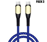 Lot de 3 Câble USB-C vers USB-C Rapide 60W pour Samsung Galaxy A12 A13 A14 A03s A04s A22 A23 A24 - Nylon Renforcé 1M Bleu - E.F.Connection