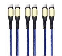 Lot de 3 Câble USB-C vers USB-C Rapide 60W pour Samsung Galaxy A56 A53 A54 A34 A33 A32 4G-5G A52 4G-5G A52s - Nylon Renforcé 1M Bleu