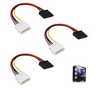 Lot de 3 Câbles Adaptateur Alimentation Molex LP4 vers SATA 15 Broches, Convertisseur 4 Pin Mâle vers SATA Femelle 15 cm, Câble Alimentation Disque Dur SSD HDD Lecteur Optique, Compatible PC ATX