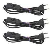 Lot de 3 câbles avec fiche, câble de 1,8 m avec interrupteur, câble de raccordement avec fiche, câble avec interrupteur et prise, câble d'alimentation avec interrupteur, câble d'alimentation avec